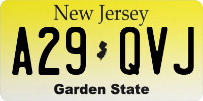 NJ license plate A29QVJ