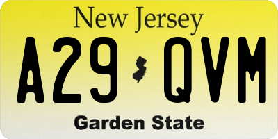 NJ license plate A29QVM