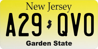 NJ license plate A29QVO