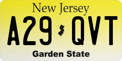 NJ license plate A29QVT