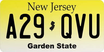NJ license plate A29QVU