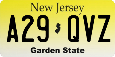 NJ license plate A29QVZ