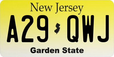 NJ license plate A29QWJ