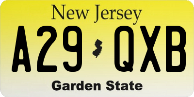 NJ license plate A29QXB