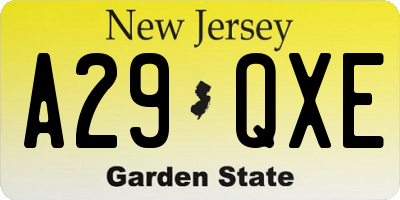 NJ license plate A29QXE