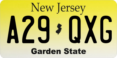 NJ license plate A29QXG