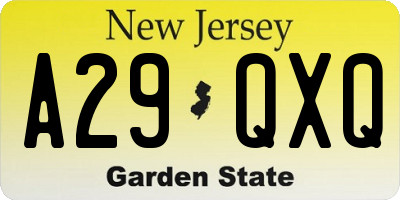 NJ license plate A29QXQ
