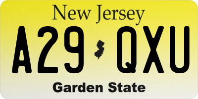 NJ license plate A29QXU