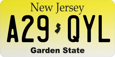 NJ license plate A29QYL