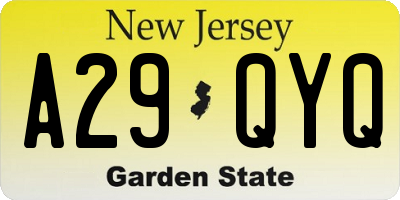 NJ license plate A29QYQ