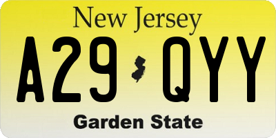 NJ license plate A29QYY