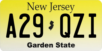 NJ license plate A29QZI