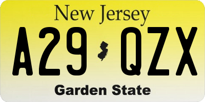NJ license plate A29QZX
