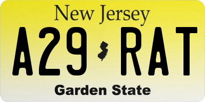 NJ license plate A29RAT