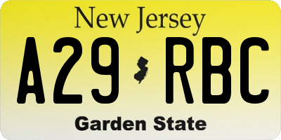 NJ license plate A29RBC