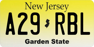 NJ license plate A29RBL