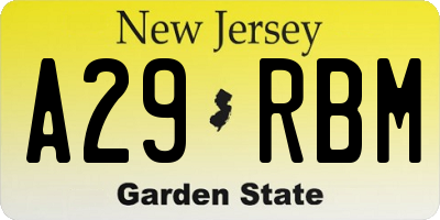 NJ license plate A29RBM