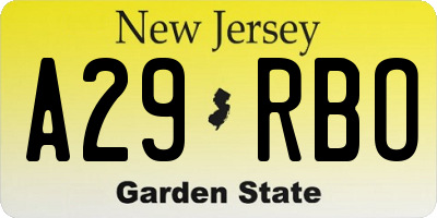 NJ license plate A29RBO