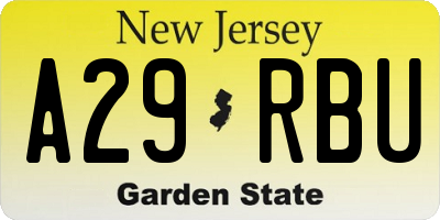 NJ license plate A29RBU