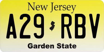 NJ license plate A29RBV