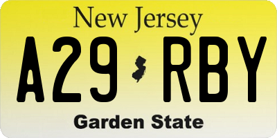 NJ license plate A29RBY