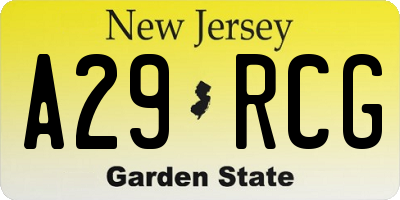 NJ license plate A29RCG