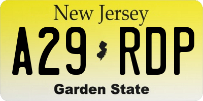 NJ license plate A29RDP