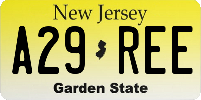 NJ license plate A29REE