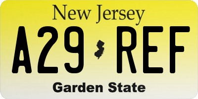 NJ license plate A29REF