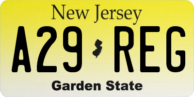NJ license plate A29REG