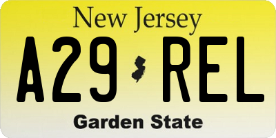 NJ license plate A29REL