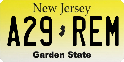 NJ license plate A29REM