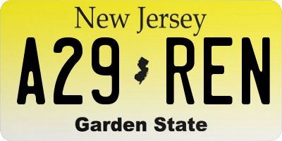 NJ license plate A29REN