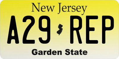 NJ license plate A29REP