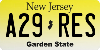NJ license plate A29RES
