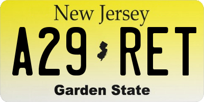 NJ license plate A29RET