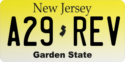 NJ license plate A29REV