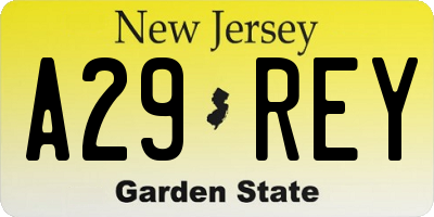 NJ license plate A29REY