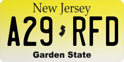 NJ license plate A29RFD