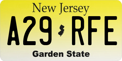 NJ license plate A29RFE