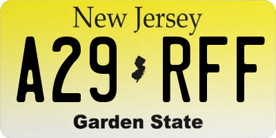 NJ license plate A29RFF
