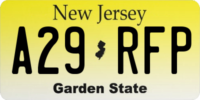NJ license plate A29RFP