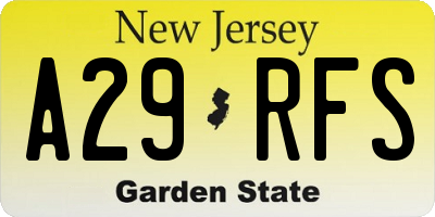 NJ license plate A29RFS