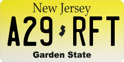 NJ license plate A29RFT