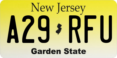 NJ license plate A29RFU