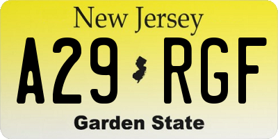 NJ license plate A29RGF