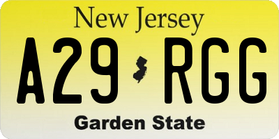 NJ license plate A29RGG