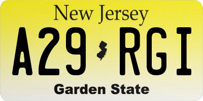 NJ license plate A29RGI