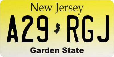 NJ license plate A29RGJ