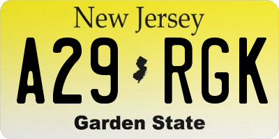 NJ license plate A29RGK